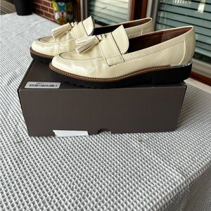 Franco Sarto Cream Tassel Loafers